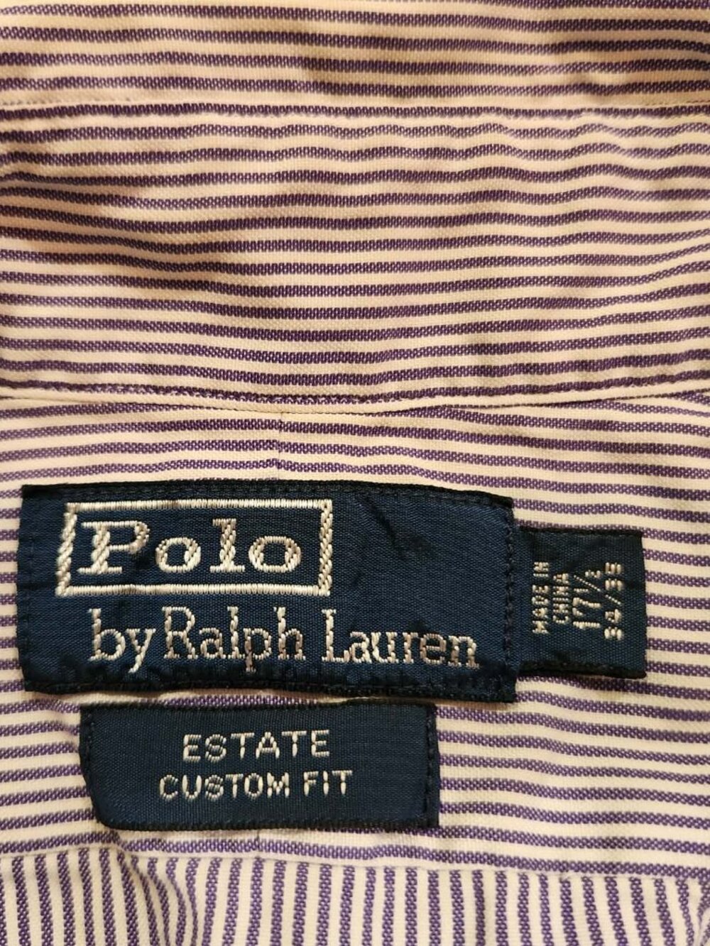 Men's Polo by Ralph Lauren classic blue and white stripe long sleeve shirt - Picture 2 of 2